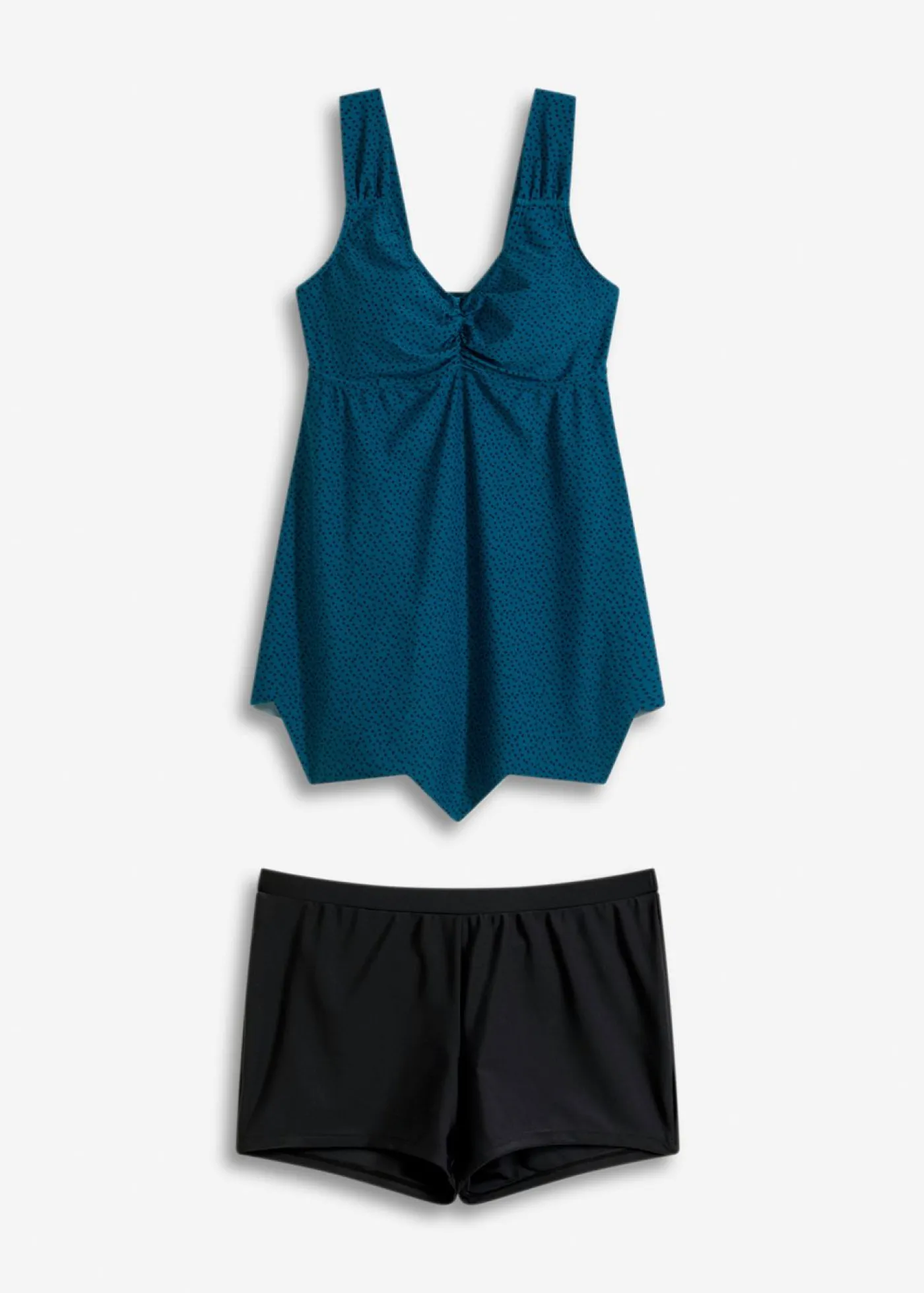 bonprix bonprix Tankini largo (2 piezas) de dobladillo irregular verde mar topos Discount