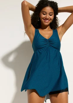 bonprix bonprix Tankini largo (2 piezas) de dobladillo irregular verde mar topos Discount