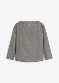 bonprix bonprix Túnica con diseño en espiga de tejido firme Gris jaspeado Outlet