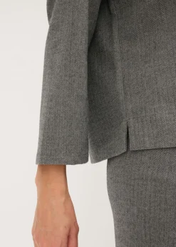 bonprix bonprix Túnica con diseño en espiga de tejido firme Gris jaspeado Outlet