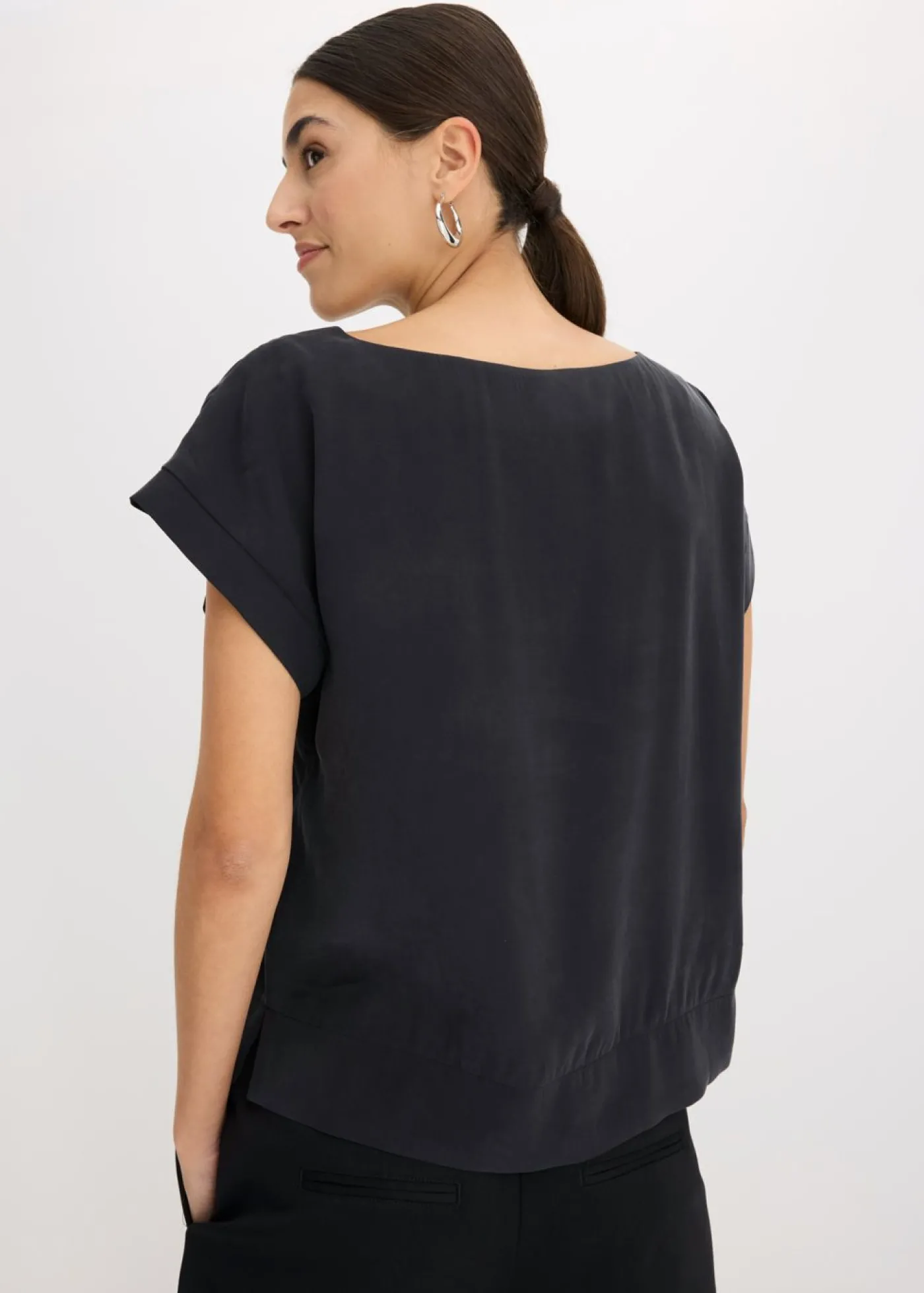 bonprix bonprix Túnica con escote barco Negro Discount