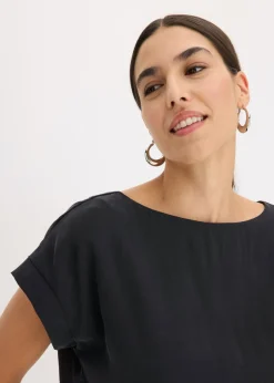 bonprix bonprix Túnica con escote barco Negro Discount