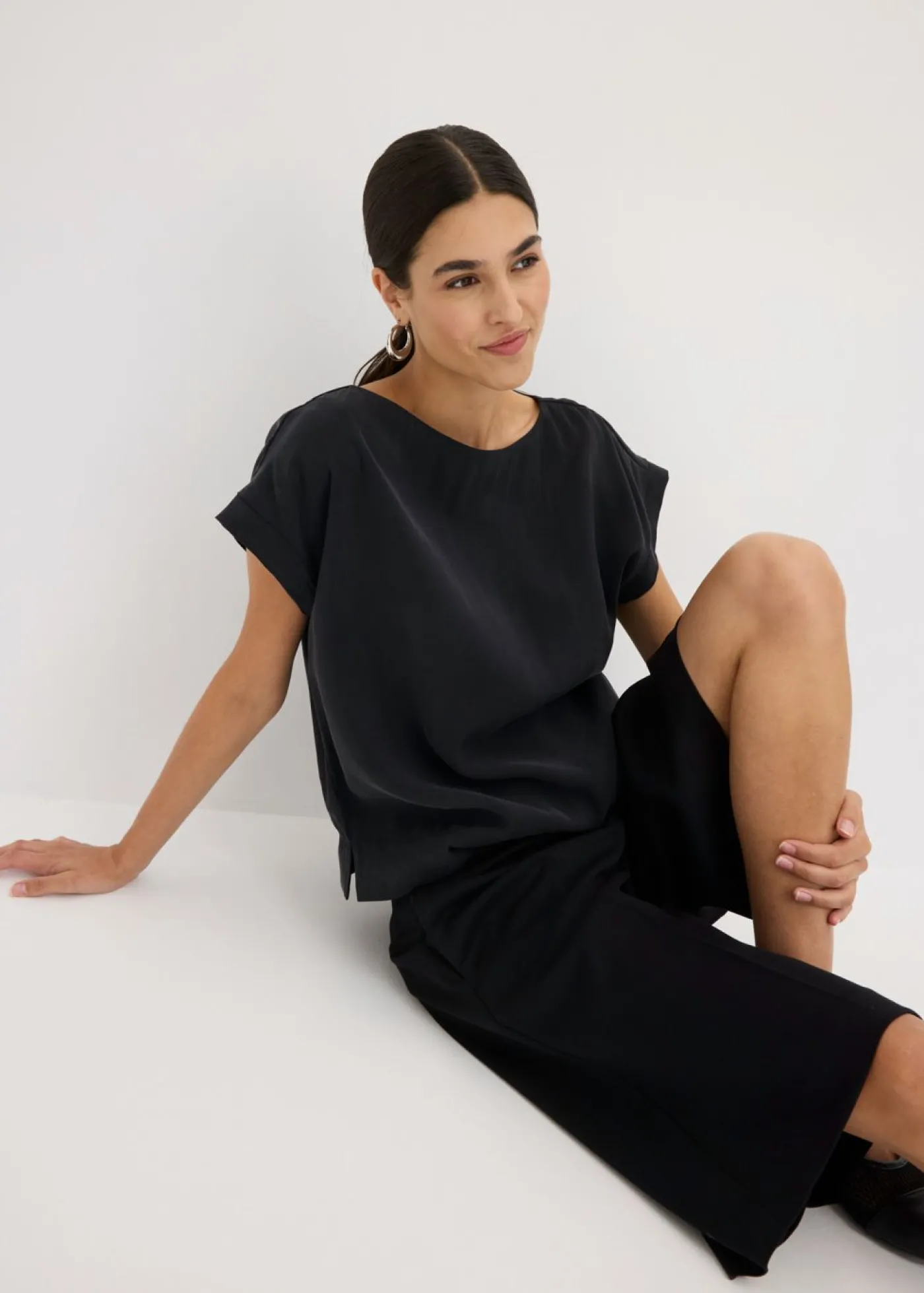 bonprix bonprix Túnica con escote barco Negro Discount