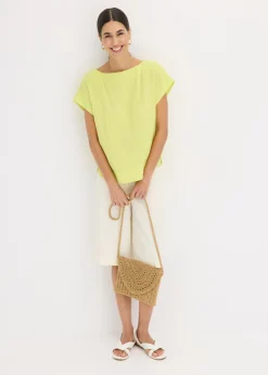 bonprix bonprix Túnica con escote barco Amarillo cítrico