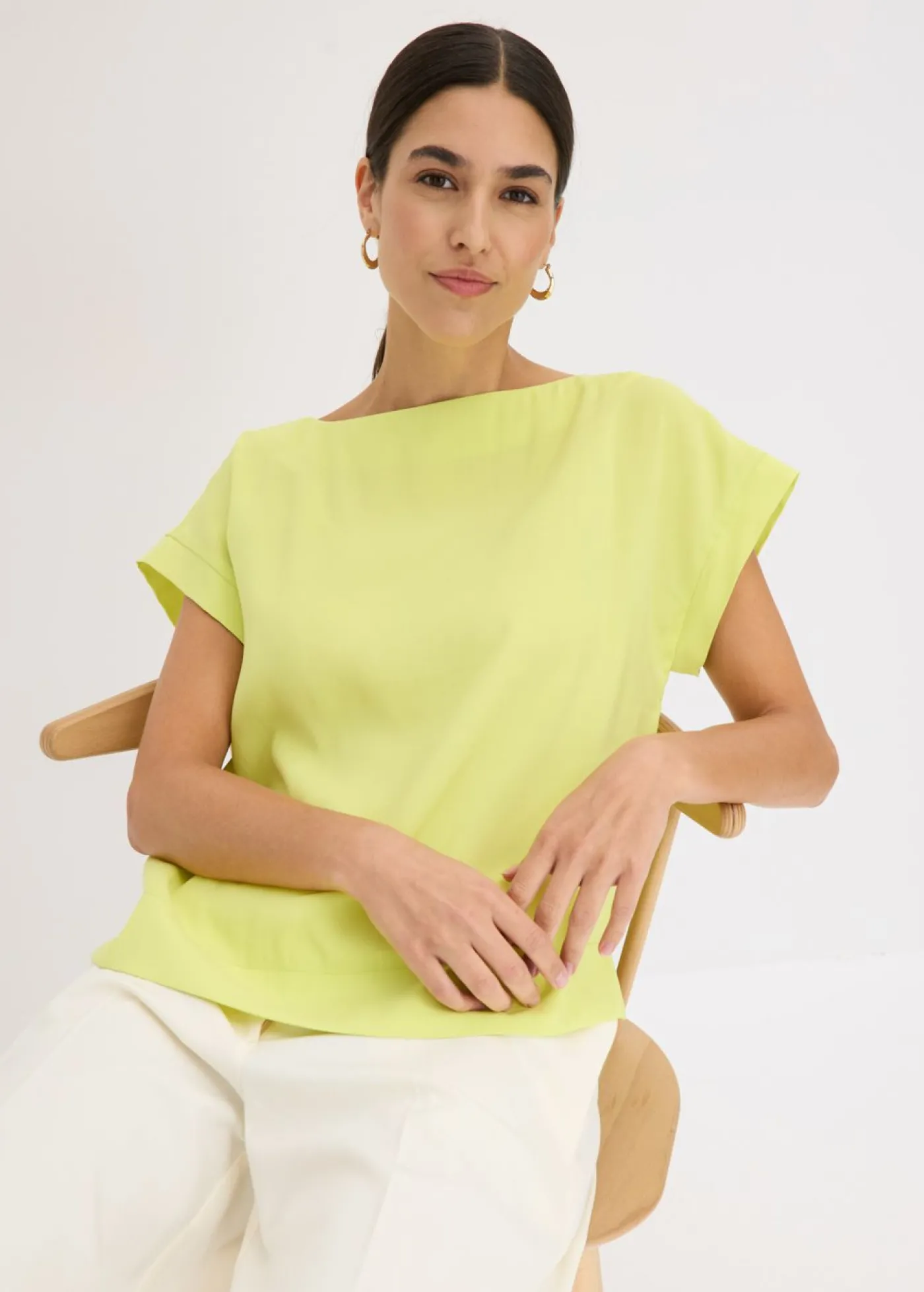 bonprix bonprix Túnica con escote barco Amarillo cítrico