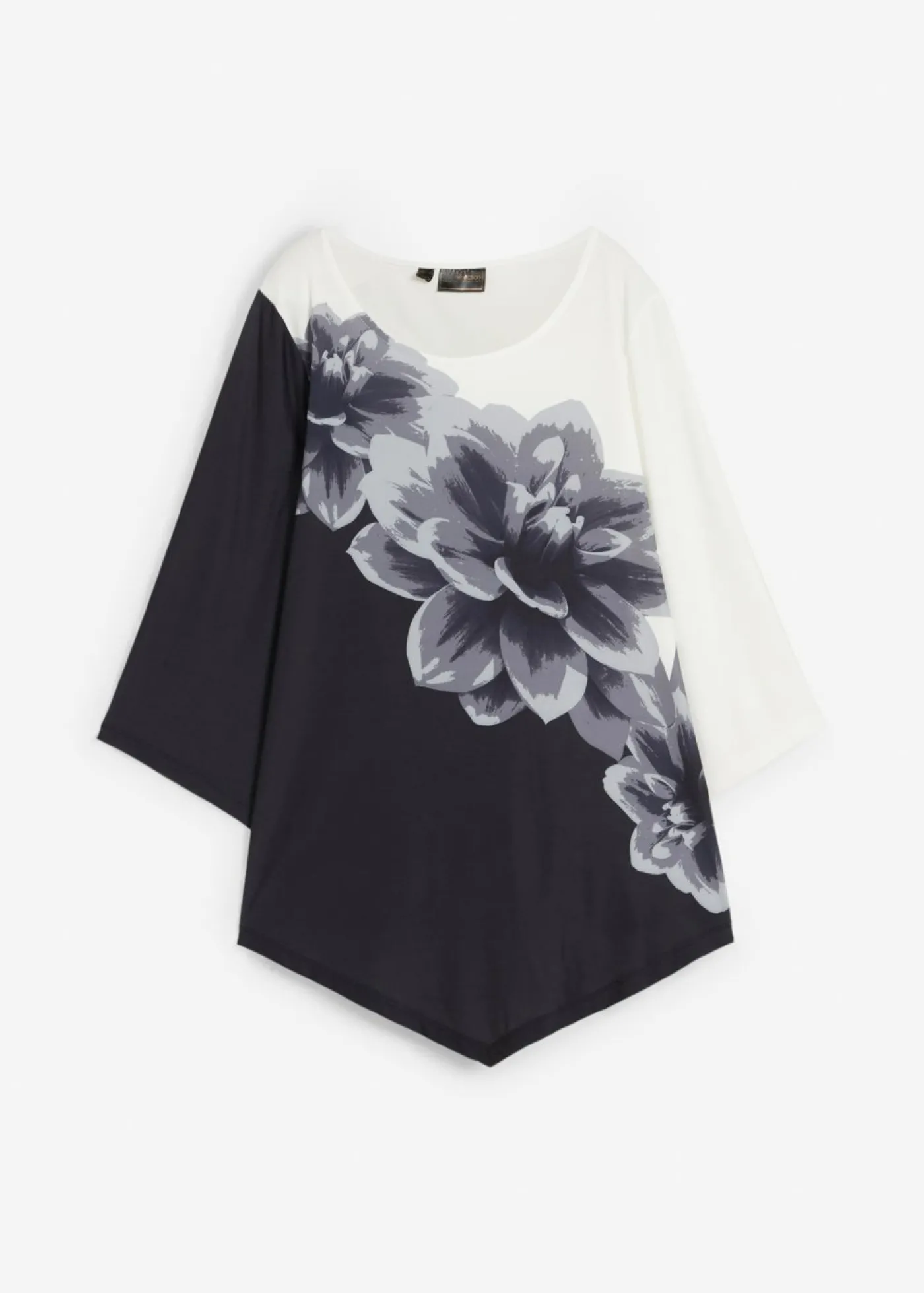 bonprix bonprix Túnica con estampado Negro-blanco de flores New
