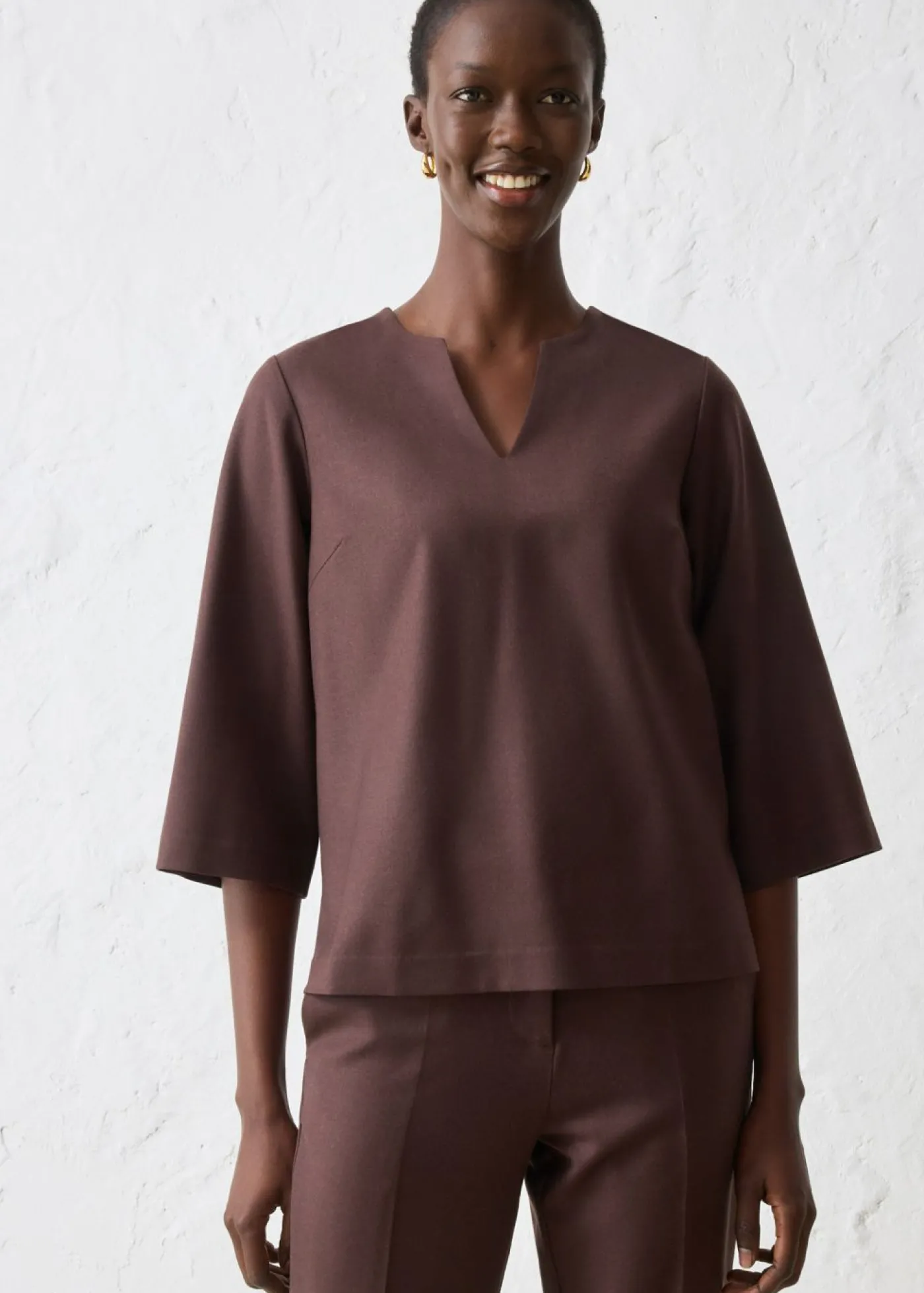 bonprix bonprix Túnica con lana Marrón oscuro Online