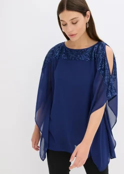 bonprix bonprix Túnica con lentejuelas Azul oxford New