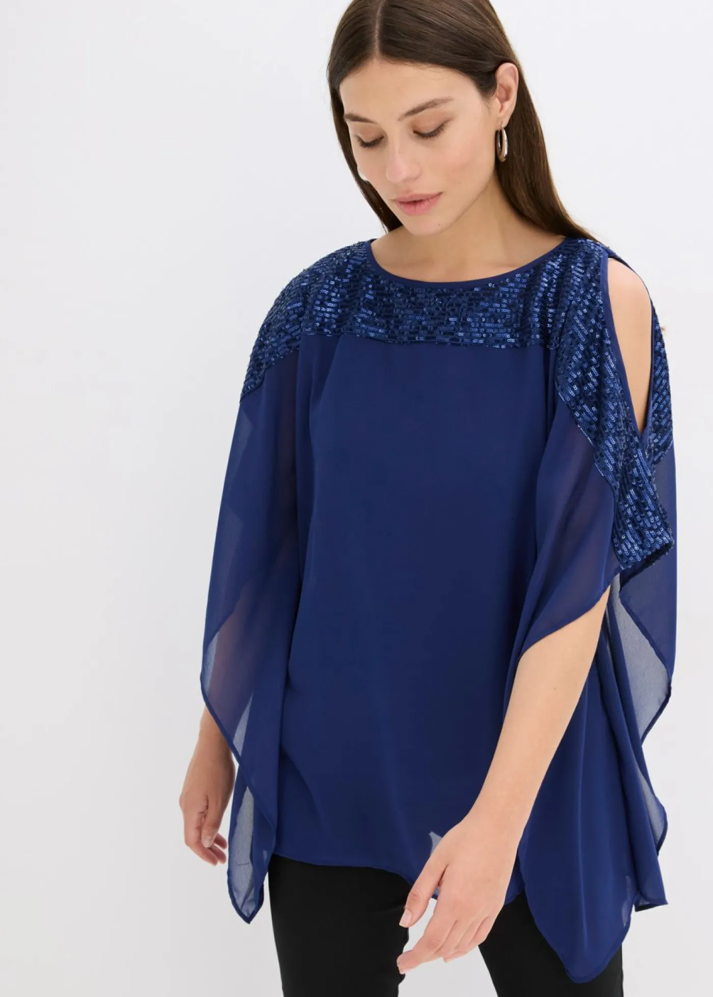 bonprix bonprix Túnica con lentejuelas Azul oxford New