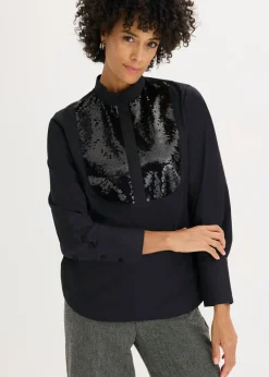 bonprix bonprix Túnica con lentejuelas Negro Hot