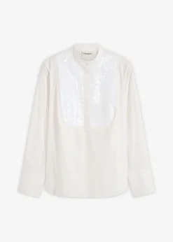 bonprix bonprix Túnica con lentejuelas Blanco lana Outlet