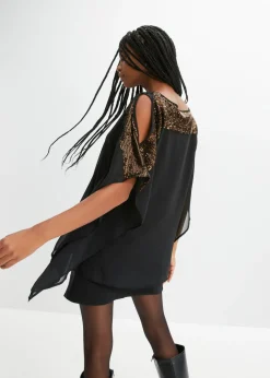 bonprix bonprix Túnica con lentejuelas Negro-cobre metalizado Online