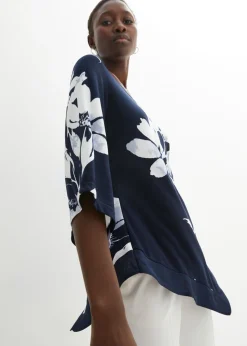 bonprix bonprix Túnica con patrón de flores azul marino / blanco con flores Outlet