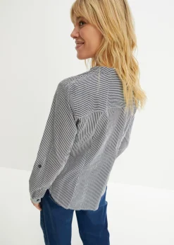 bonprix bonprix Túnica de algodón azul marino-blanco con rayas