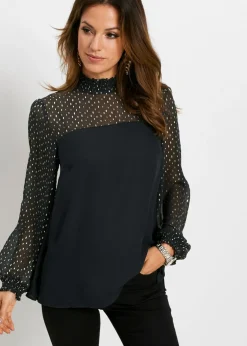 bonprix bonprix Túnica de gasa Negro-beige Sale