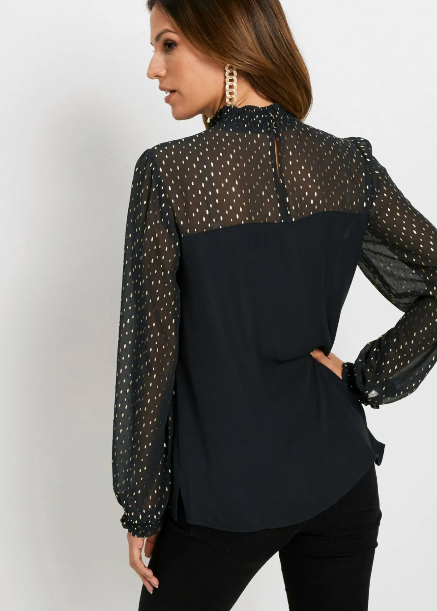 bonprix bonprix Túnica de gasa Negro-beige Sale