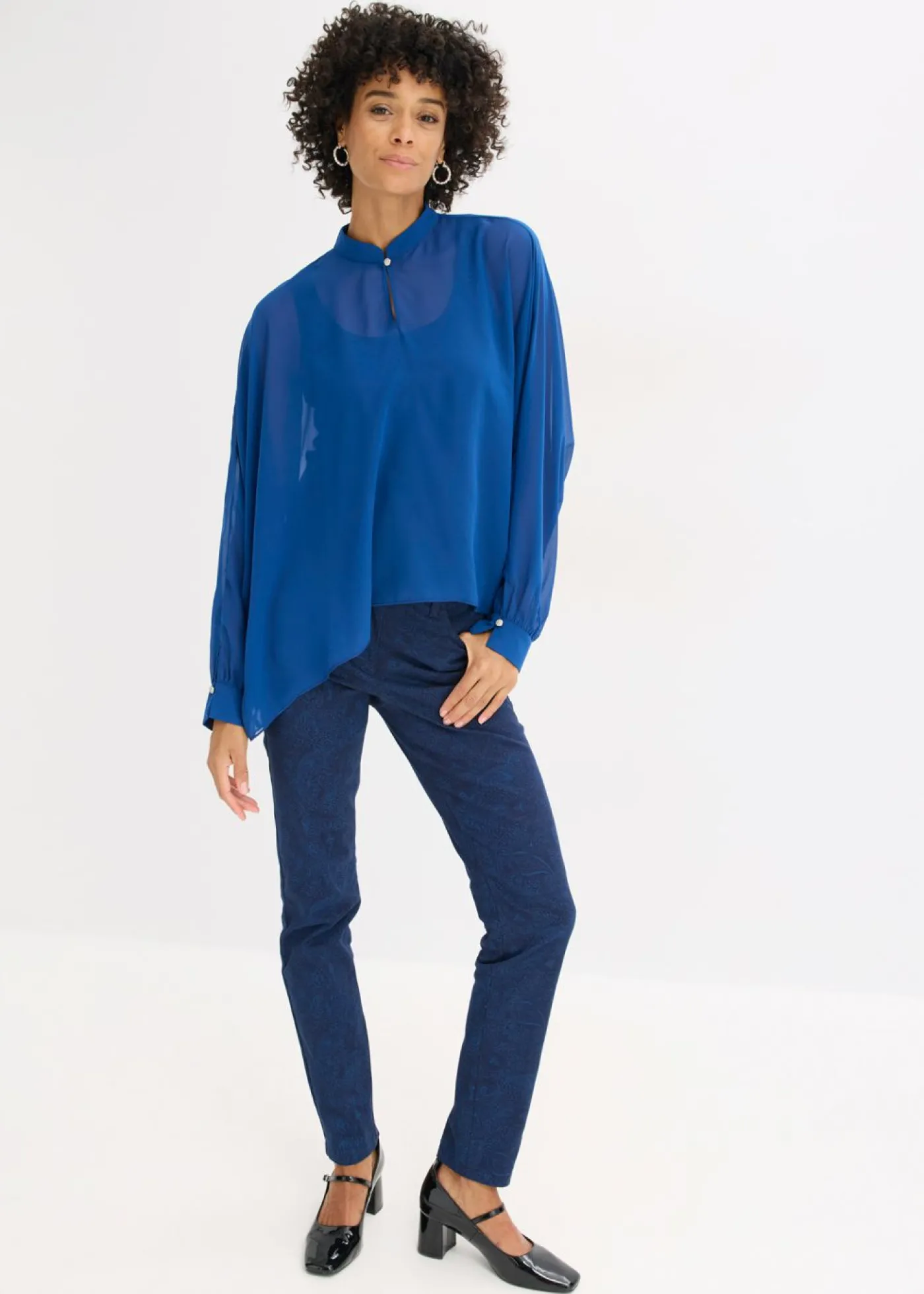 bonprix bonprix Túnica de gasa azul genciana Online