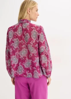 bonprix bonprix Túnica de gasa con patrón paisley fucsia oscuro-hierbabuena-rosa orquídea New