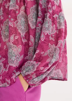 bonprix bonprix Túnica de gasa con patrón paisley fucsia oscuro-hierbabuena-rosa orquídea New