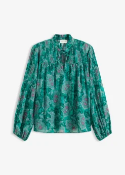 bonprix bonprix Túnica de gasa con patrón paisley esmeralda oscuro-verde agua-fucsia oscuro Hot