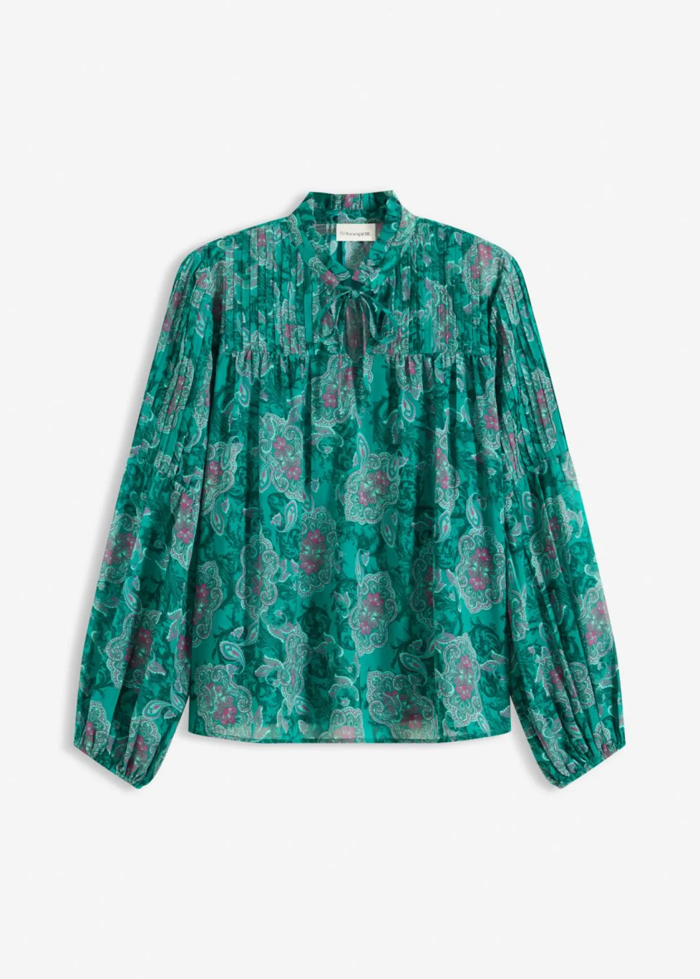 bonprix bonprix Túnica de gasa con patrón paisley esmeralda oscuro-verde agua-fucsia oscuro Hot