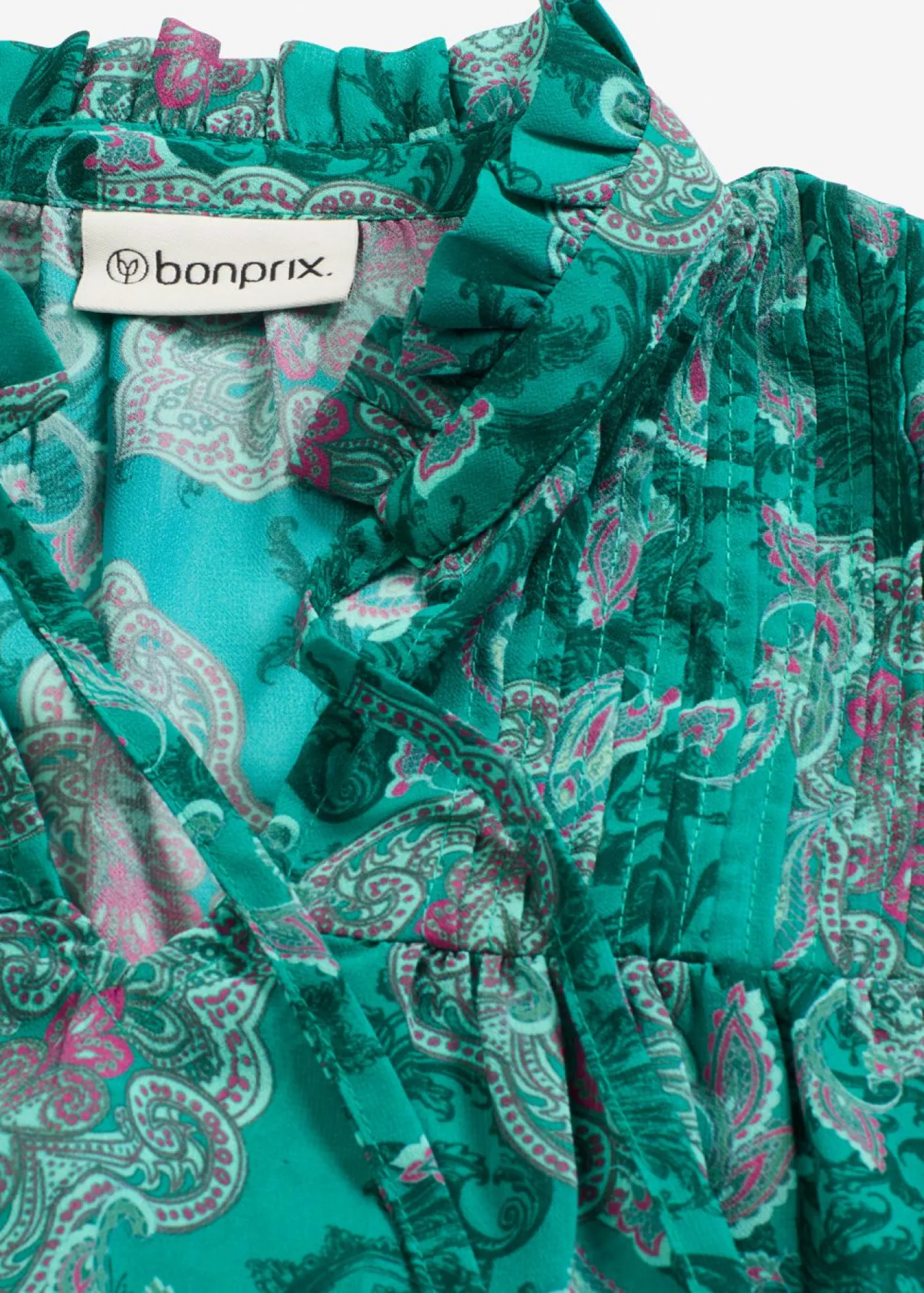 bonprix bonprix Túnica de gasa con patrón paisley esmeralda oscuro-verde agua-fucsia oscuro Hot