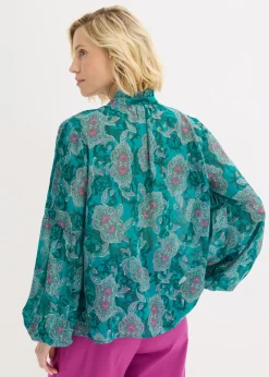 bonprix bonprix Túnica de gasa con patrón paisley esmeralda oscuro-verde agua-fucsia oscuro Hot