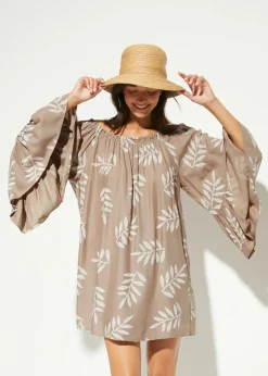 bonprix bonprix Túnica de playa marrón grisáceo-naranja oscuro Sale