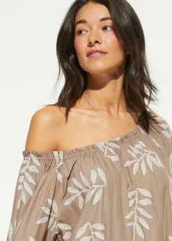 bonprix bonprix Túnica de playa marrón grisáceo-naranja oscuro Sale