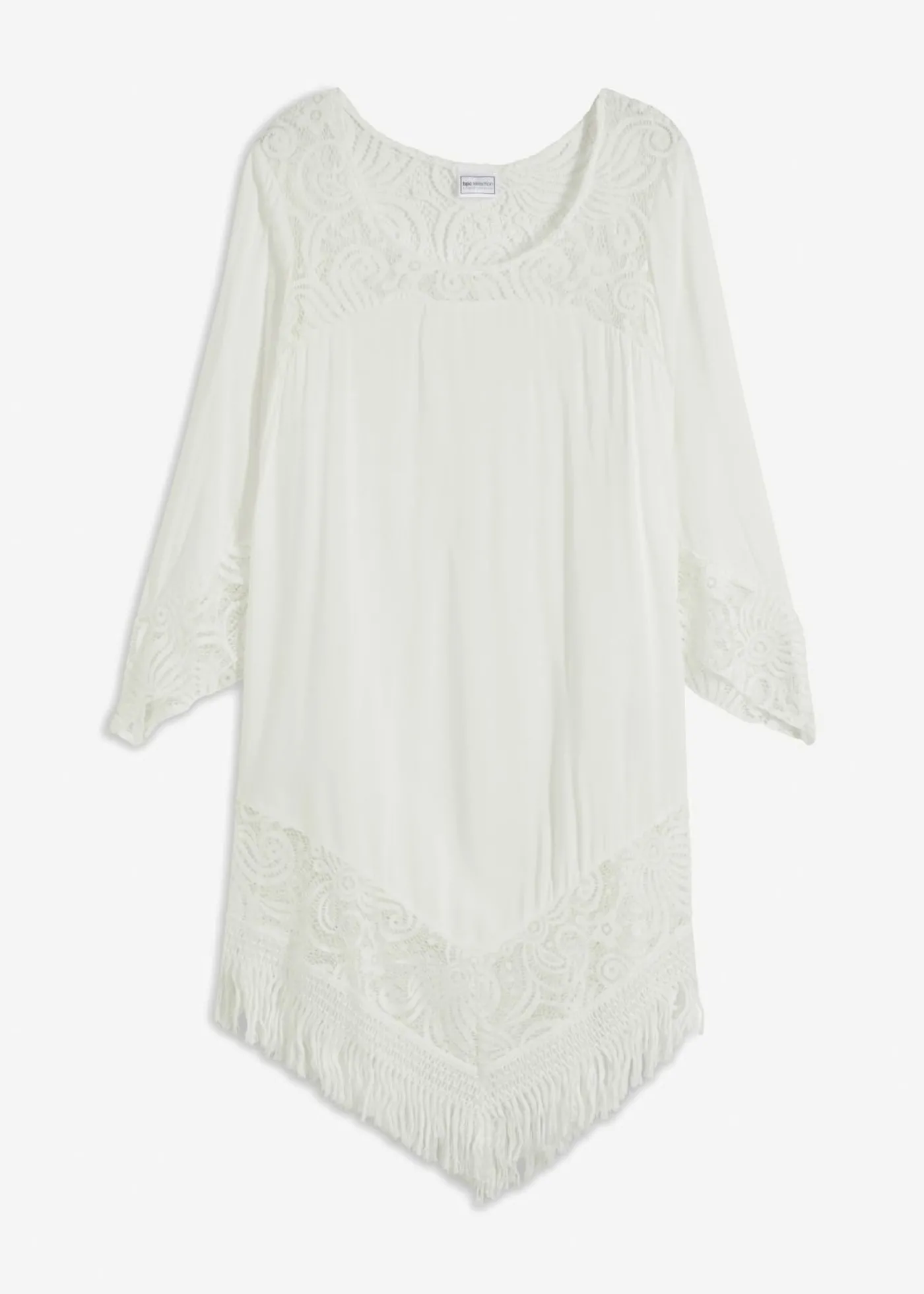 bonprix bonprix Túnica de playa con encaje de viscosa Blanco Online