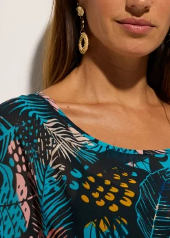 bonprix bonprix Túnica de playa de gasa Azul-amarillo Online