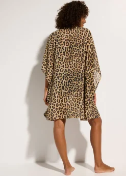 bonprix bonprix Túnica de playa de gasa estampado leo beige grisáceo Outlet