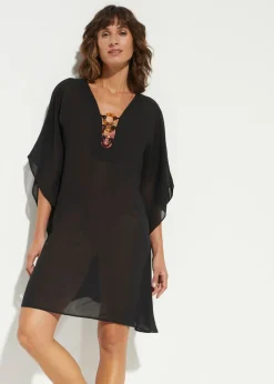 bonprix bonprix Túnica de playa de gasa ligera Negro Clearance