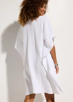 bonprix bonprix Túnica de playa de muselina vaporosa Blanco Clearance