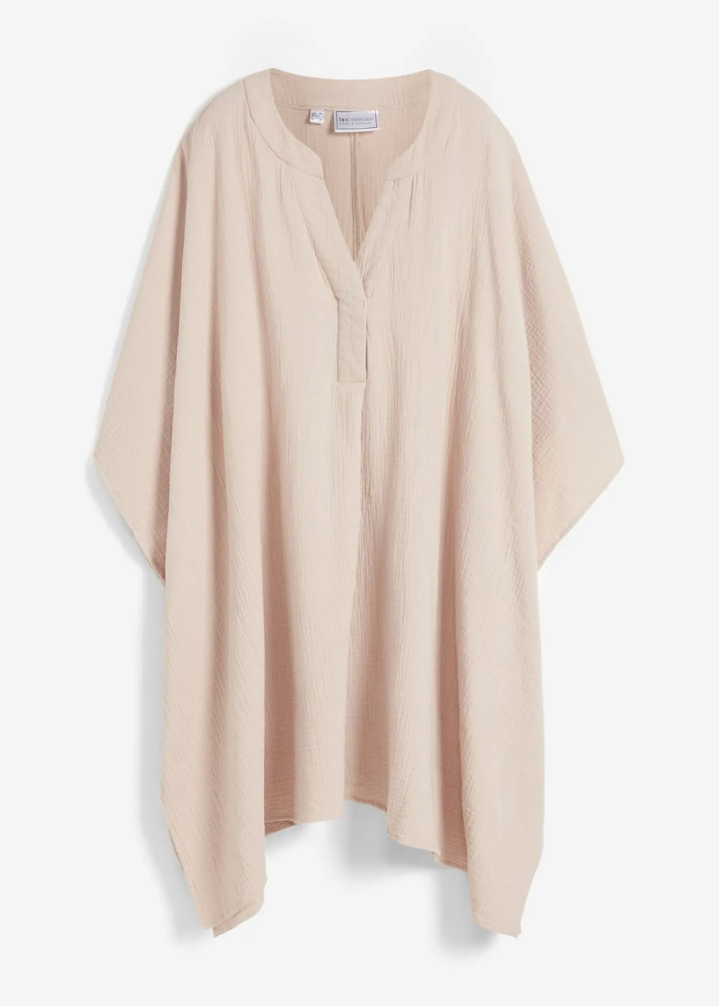 bonprix bonprix Túnica de playa de muselina vaporosa Beige tiza Online