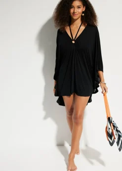 bonprix bonprix Túnica de playa transparente de viscosa Negro Best