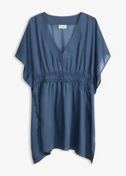 bonprix bonprix Túnica de playa transparente con escote en V Azul almirante Hot