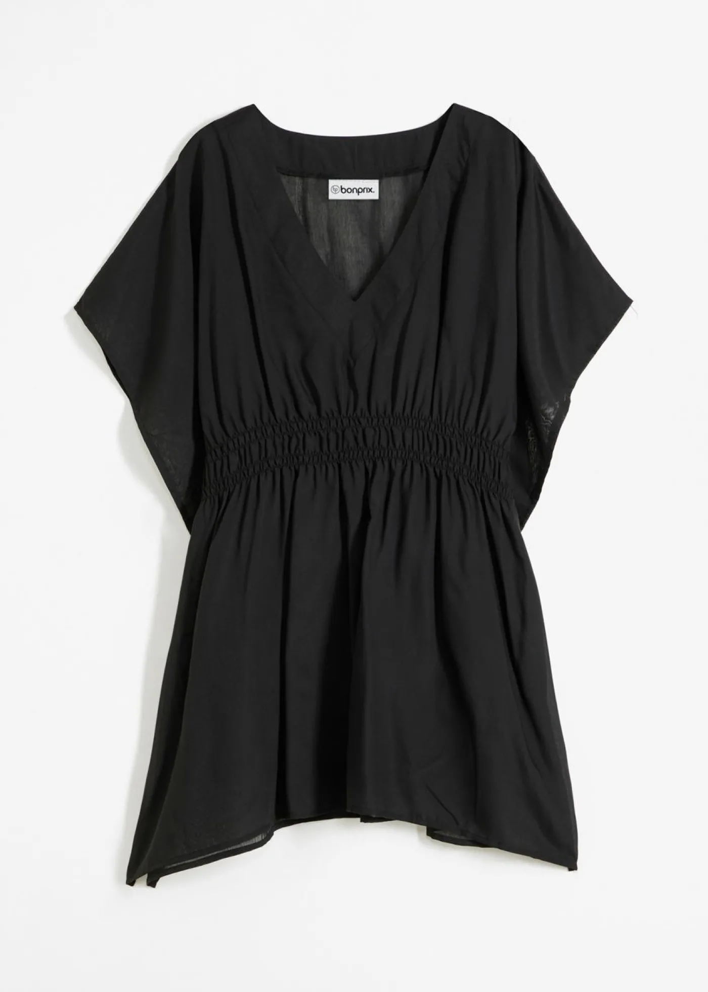 bonprix bonprix Túnica de playa transparente con escote en V Negro New