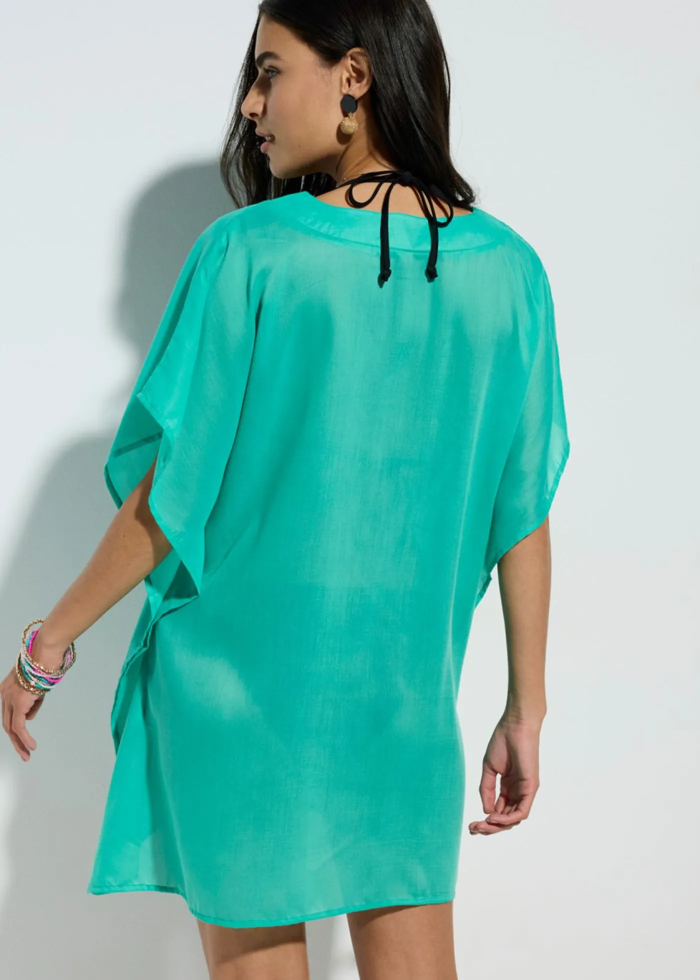bonprix bonprix Túnica de playa transparente con escote en V turquesa New