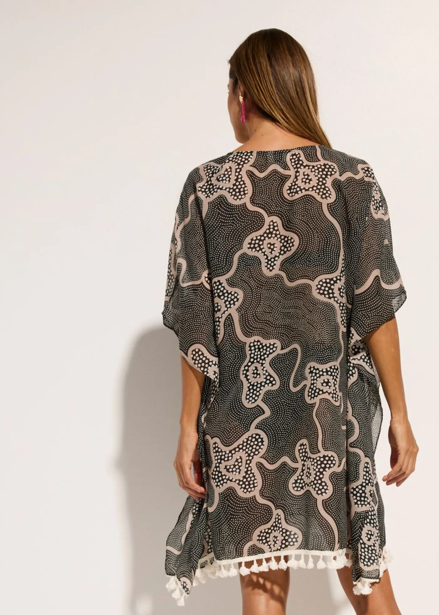 bonprix bonprix Túnica de playa transparente Negro-beige Sale
