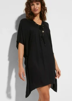 bonprix bonprix Túnica de playa transparente de viscosa Negro Best