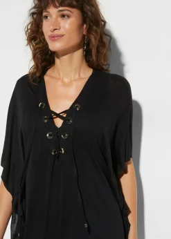 bonprix bonprix Túnica de playa transparente de viscosa Negro Best