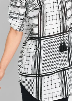 bonprix bonprix Túnica larga de algodón puro Negro-blanco estampado Hot