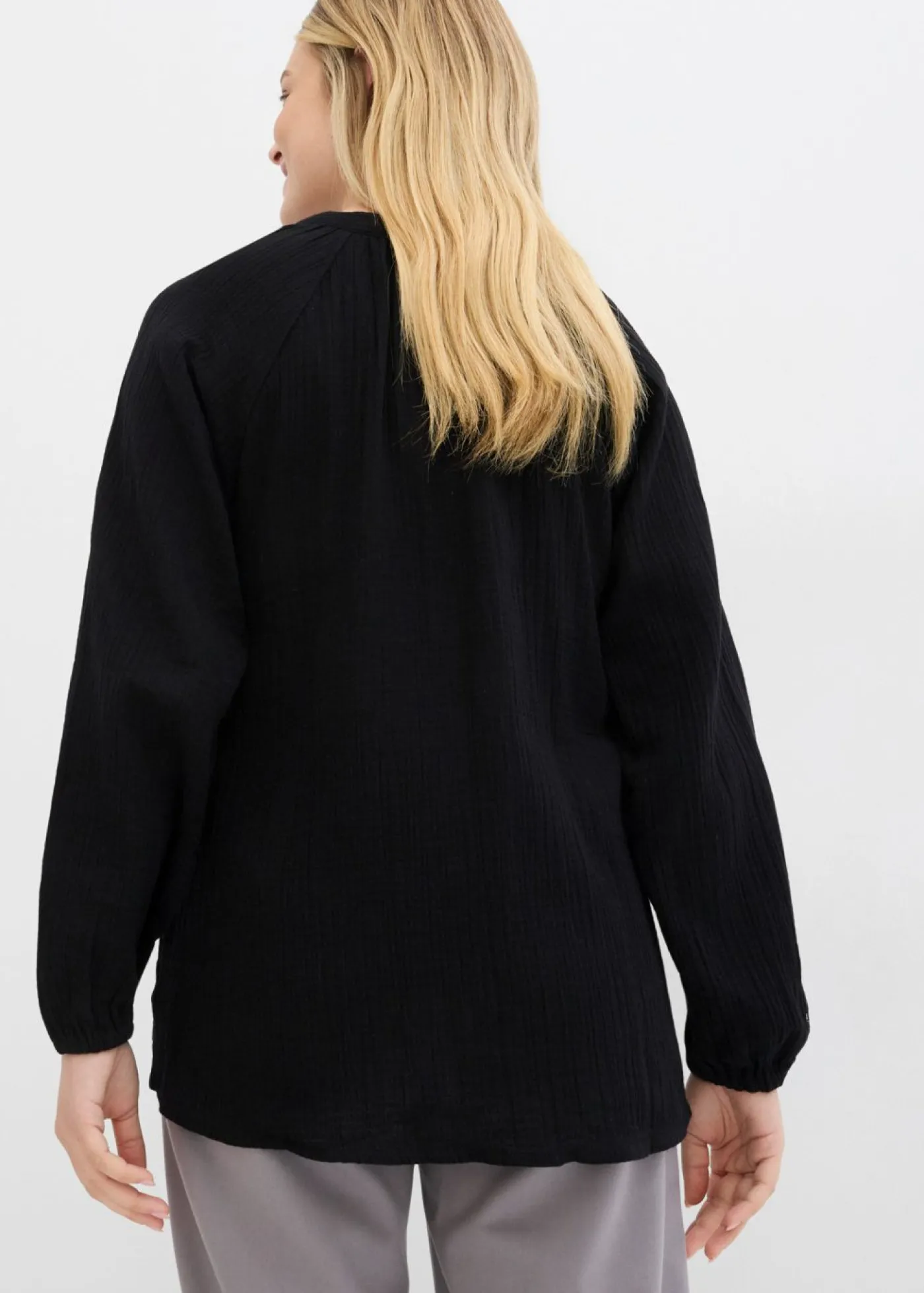 bonprix bonprix Túnica larga de muselina Negro Clearance