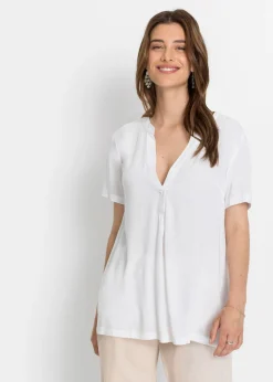 bonprix bonprix Túnica larga de viscosa sostenible Blanco New