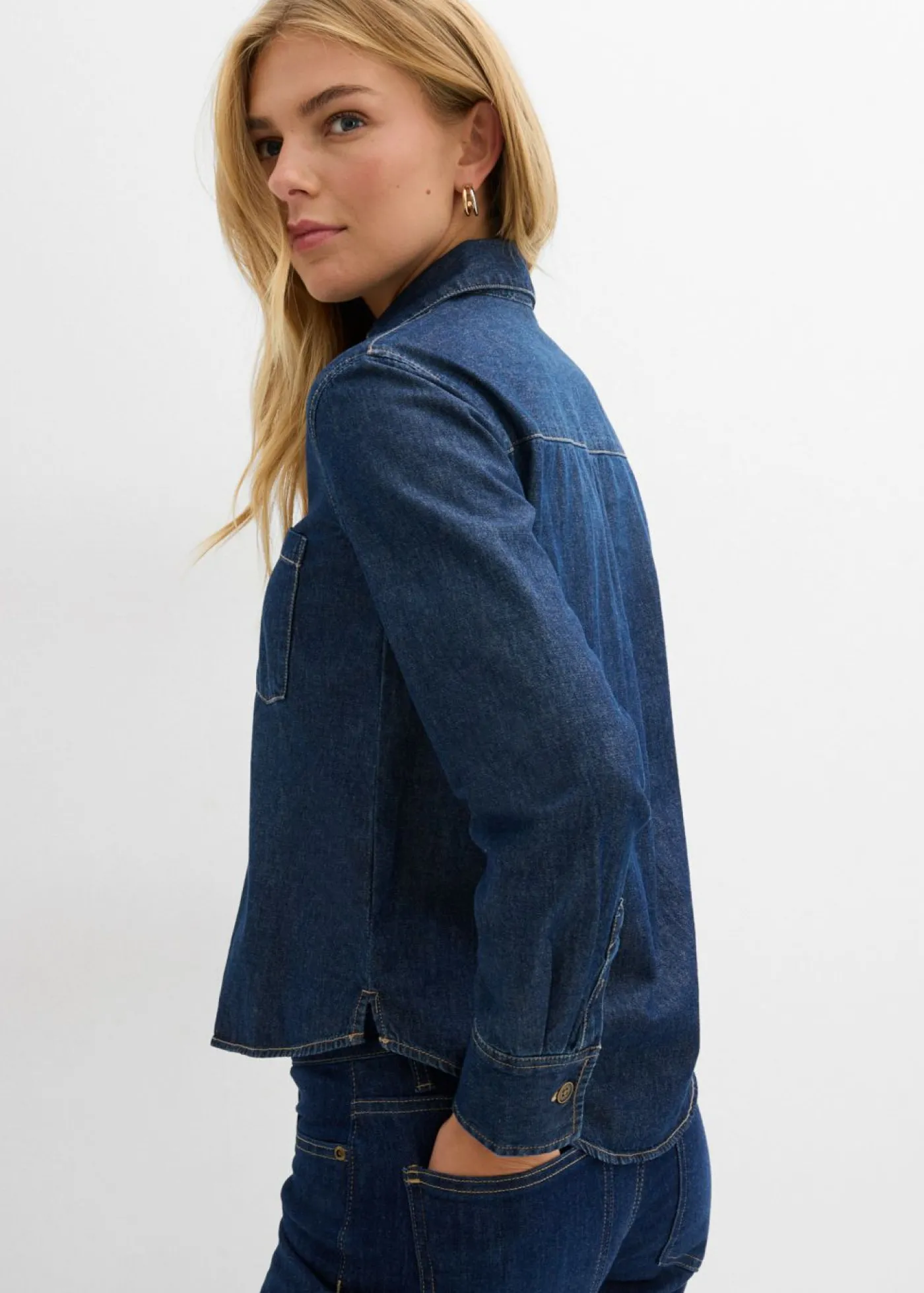 bonprix bonprix Túnica vaquera de algodón orgánico puro azul oscuro denim usado Sale