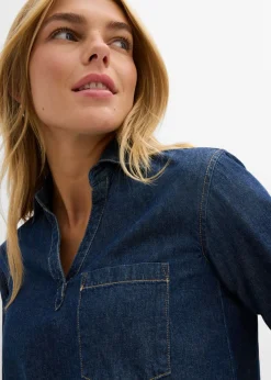bonprix bonprix Túnica vaquera de algodón orgánico puro azul oscuro denim usado Sale
