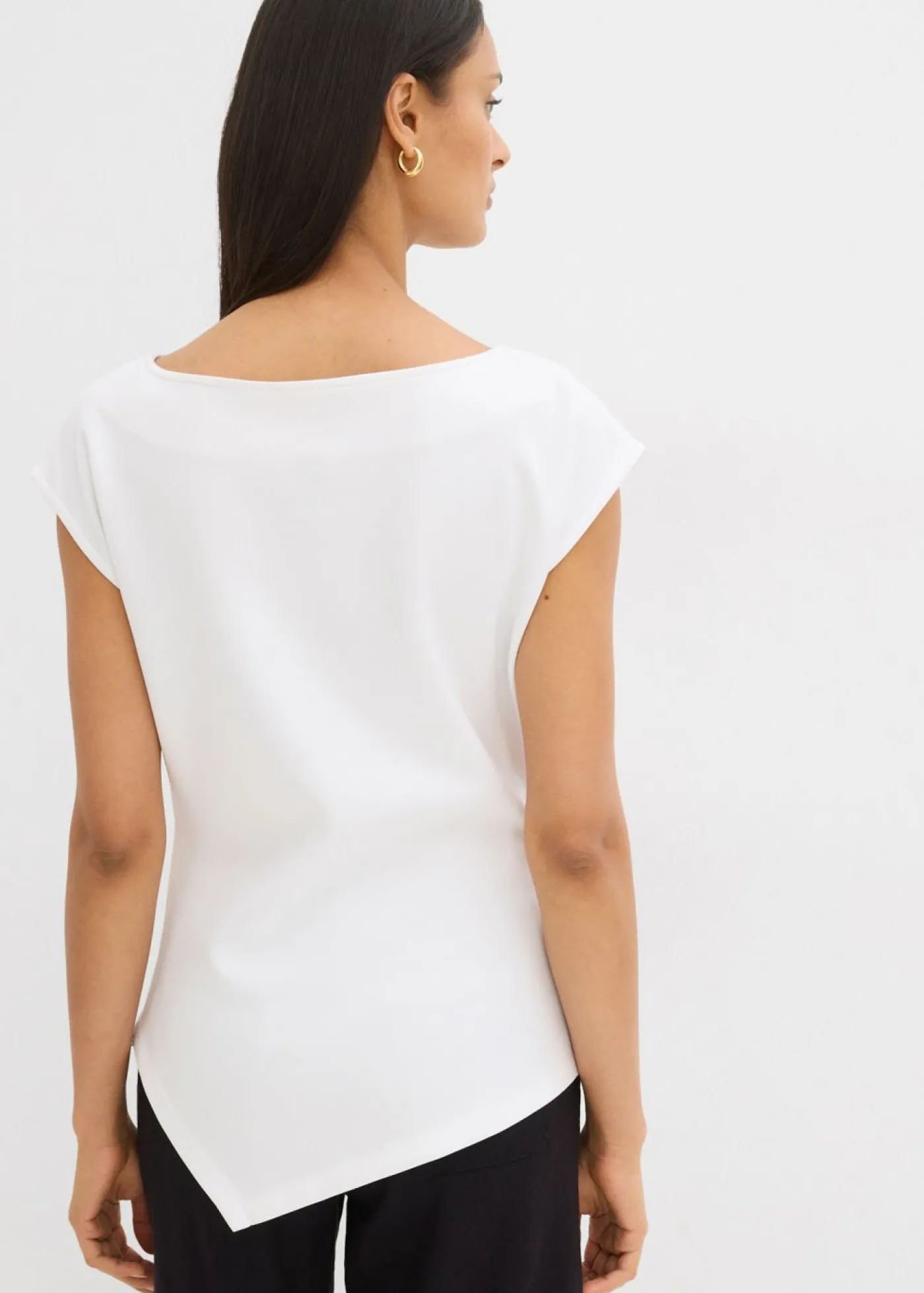 bonprix bonprix Top asimétrico de cómodo tejido de neopreno Blanco Sale