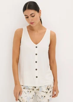 bonprix bonprix Top con botones Blanco lana