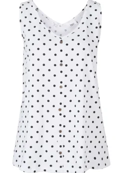 bonprix bonprix Top con botones blanco-negro, de lunares Sale